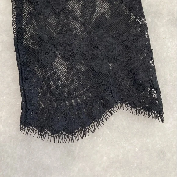 ZARA Floral Eyelash Black Lace Open Back Mock Neck Bodysuit - Picture 9 of 15